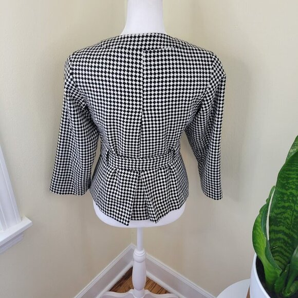 Ann Taylor Loft Hounds Tooth Tie Front Wool Blend Blazer Jacket Women's SZ 0 - Picture 7 of 15